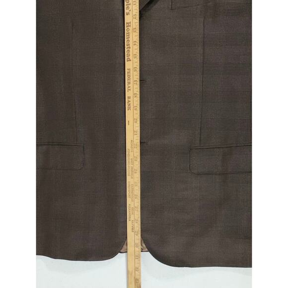 Isaia Napoli Blazer Sport Coat Size 54 (US44) Wool Silk Blend Brown Glen Check - Picture 9 of 11
